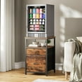 thumbnail image 3 of Mini Fridge Stand with 3 Storage, Mini Fridge Cabinet, Beverage Fridge Table, Heavy Duty 18.11" L* 18.11" W Tabletop, for Dorm, Apartment,Office, Bedroom Rustic Brown HB03BXN, 3 of 13