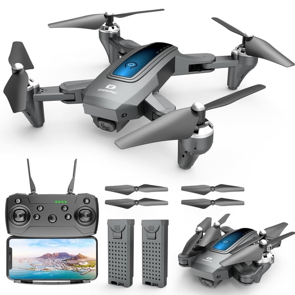 DEERC D10 Drone with 1080P Camera, Gravity Control, Altitude Hold, Carrying Case, 2 Batteries, Gray