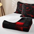 thumbnail image 4 of Castle Fairy Futuristic 3D Cube Quilt King 3 Pieces,Abstract Neon Red Rim Highlight King Coverlet Set,Black Bright Red,1 Bedspread and 2 Pillowcases, 4 of 7