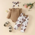 thumbnail image 2 of Utlike Baby Girl 3 Pack Outfits Long Sleeve Ruffle Romper+ Floral Pants + Cute Headband Sets For Size 3 Months-6 Months, 2 of 9