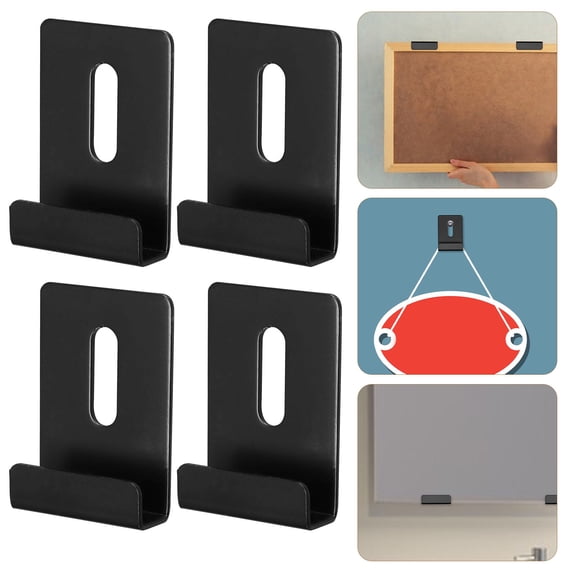OATIPHO 4Pcs Black Glass Mounting Clips Mirror Holder Brackets Adjustable Wall Mount for Kitchen and Bathroom