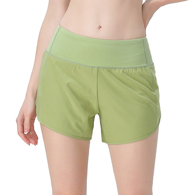 Pantalones cortos deportivos para mujer, con bolsillo trasero con cremallera, anti-caminar, ligeros y frescos, de secado rápido, para correr, fitness y yoga.