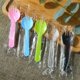 thumbnail image 5 of Xiao Hua 100 tenedores/cucharas desechables, cubiertos resistentes, cubiertos desechables, cubiertos envueltos individualmente, para fiestas, bodas, cumpleaños y reuniones, color verde, 5 of 5