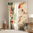 thumbnail image 3 of Manfei Ink Koi Fish Black Out Curtains, Lotus Leaf Pond Curtains Pack of 2 (42x63 Each) Home Decor, Beige Green Orange, 3 of 6