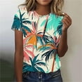 thumbnail image 2 of Otvok Women'S Hawaiian Graphic T-Shirts Loose Tees Summer Short Sleeve Casual Fashionable Blue Tops, 2 of 6