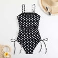 thumbnail image 4 of Virmaxy Women's Polka Dot Printed One-piece Swimsuit Fashion Halter Side Drawstring Swimwear with Bust Pads and No Steel Support for Pool Party Black-3 S, 4 of 7