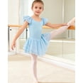 thumbnail image 5 of Aideaone Girls Ballet Dance Dress Toddler Leotards Ruffle Sleeve Shiny Ballet Tutu Skirt Blue 2-9T, 5 of 8
