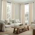 thumbnail image 2 of Topfinel Flax linen Curtains 84 Inch Long for Living Room Bedroom Cream Thick Linen Textured Semi Sheer Rustic Farmhouse Rod Pocket Back Tab Drapes(2 Pieces,With Hooks), 2 of 10