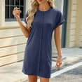 thumbnail image 2 of BLVB Women Summer T Shirt Mini Dress Casual Loose Crew Neck Short Sleeve Tunic Dresses Fashion Sundress, 2 of 7