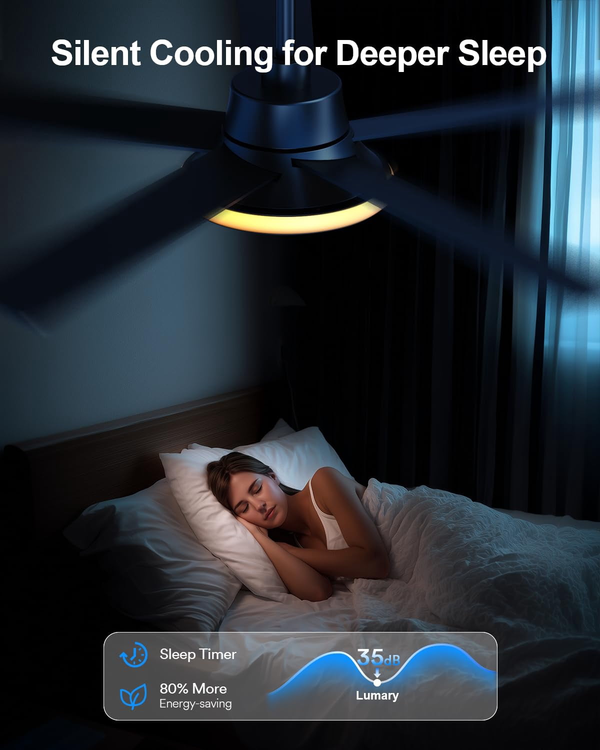 Lumary 52 Inch Smart Ceiling Fan with RGBAI Lights Remote Low Profile Ceiling Fan App Voice Control Dimmable & Color Tuning Modern Flush Mount