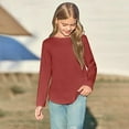 thumbnail image 6 of Xiaowennn Girls Long Sleeve Shirts Kids Arc Hem Side Slit Soft Tunic Tops T Shirts Girls Long Sleeve Shirts, 6 of 6