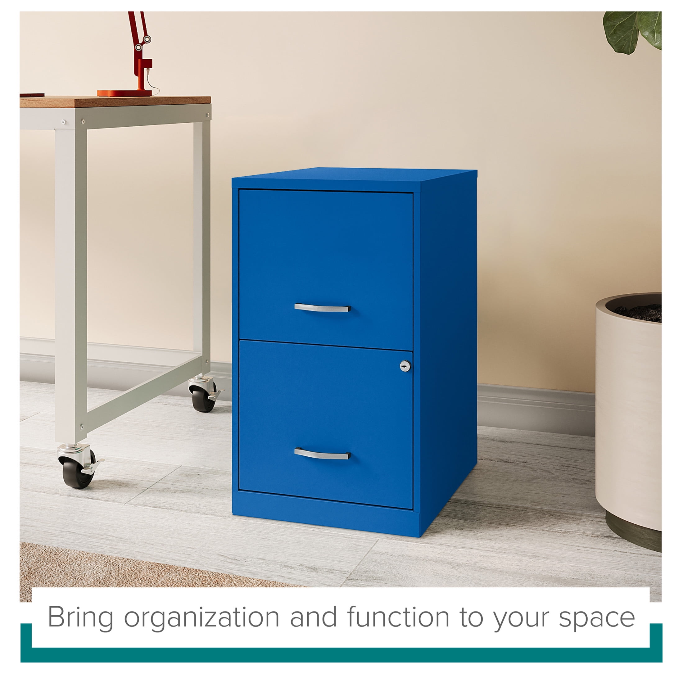 Space Solutions 18" Deep 2 Drawer Letter Width Vertical File Cabinet, Blue