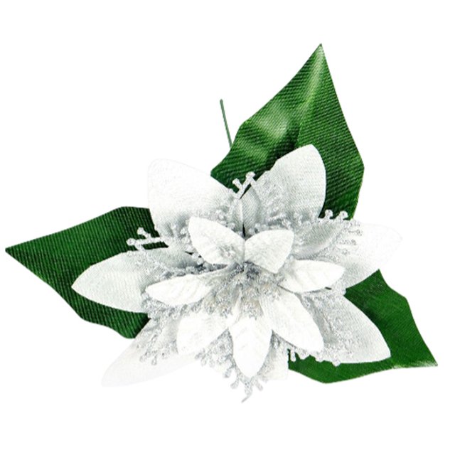 Yuarrent Flores de purpurina navideña, adorno de árbol de Navidad, decoración de fiesta de Año Nuevo, accesorios de diseño para el hogar, sala de Kits de decoración para fiestas Plata Yuarrent HA069940-05