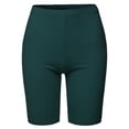 thumbnail image 2 of A2Y Women's Basic Solid Premium Cotton Mid Thigh High Rise Biker Bermuda Shorts Huntergreen M, 2 of 5