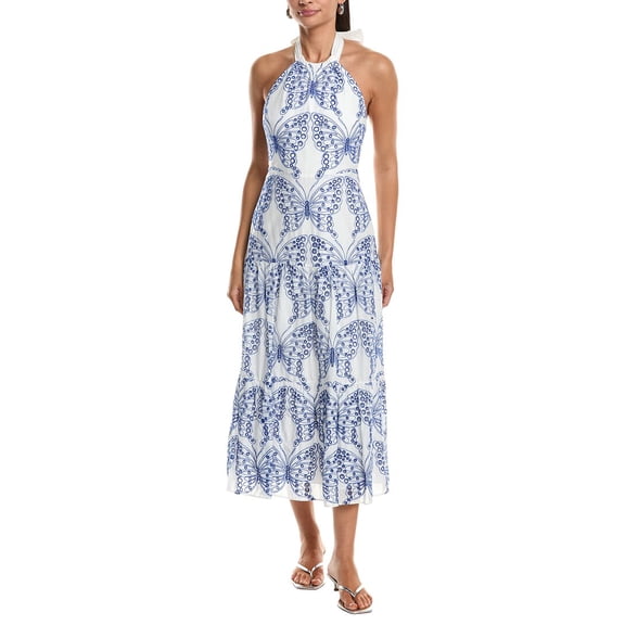 Milly womens Hayden Butterfly Eyelet Dress, 8, White