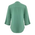thumbnail image 5 of Scyoekwg 3/4 Sleeve Shirts for Women V-Neck Three-quarter Sleeve Shirts Vintage Solid Color Loose Fall Clothes Fashion Dressy Casual Blouses Pullover(Green,L), 5 of 5
