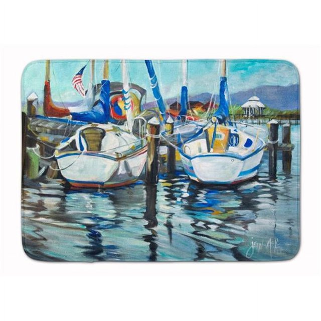 Carolines Treasures JMK1087RUG Tourquoise Bay Sailboat Machine Washable Memory Foam Mat
