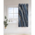 thumbnail image 4 of Abstract Marble Texture Thermal Insulated Blackout Curtains for Bedroom 24 Length Gradient Blue Gold Wave Art Room Darkening Curtain 1 Panel Grommet Window Curtain Drape for Living Room Nursery Room, 4 of 7