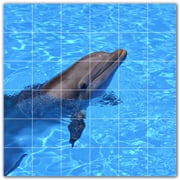 Picture-Tiles.com: Dolphin Ceramic Tile Wall Mural WAL500496-66XL. 72"W x 72"H using (36) 12" x 12" Ceramic Tiles-Satin Finish