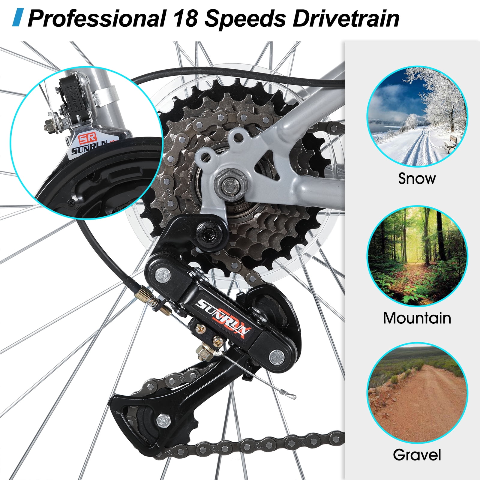 HILAND 26 inch Mountain Bike for Men Women, 18 Speeds High-Carbon Steel Frame, Sport Cycling MTB Bicycle for Adult