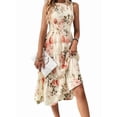 thumbnail image 1 of Women'S Summer Floral Mid-Length Dress Ruffle Sleeve Smocked Sundress Flowy Wedding Guest Dresses Flower M, 1 of 9
