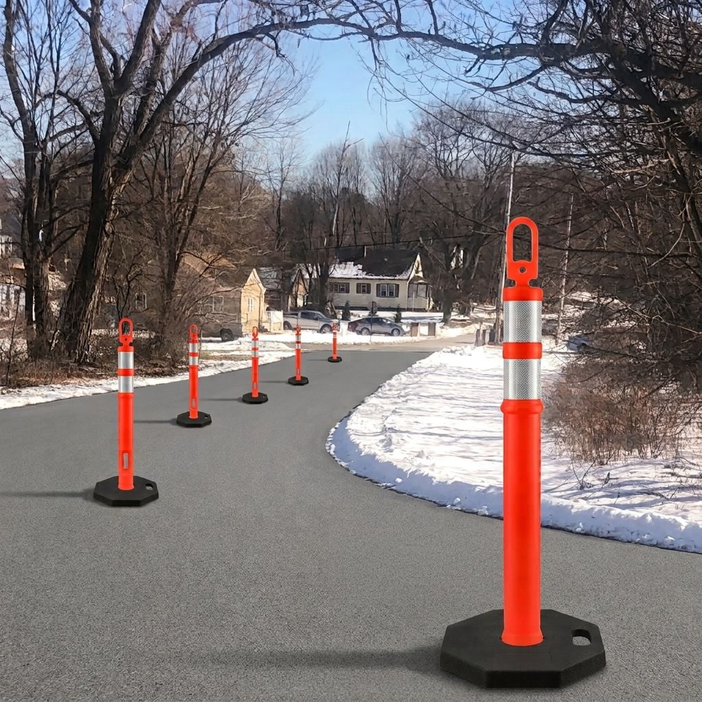 BOEN 45 in Orange Reflective Traffic Delineator Post with 15 lb Heavy-Duty Base, 1 Pack