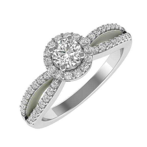 14K White Gold Halo Diamond Infinity Love Solitaire Engagement Ring (0.40 Carat) (Ring Size 7) (I1-I2 Clarity)