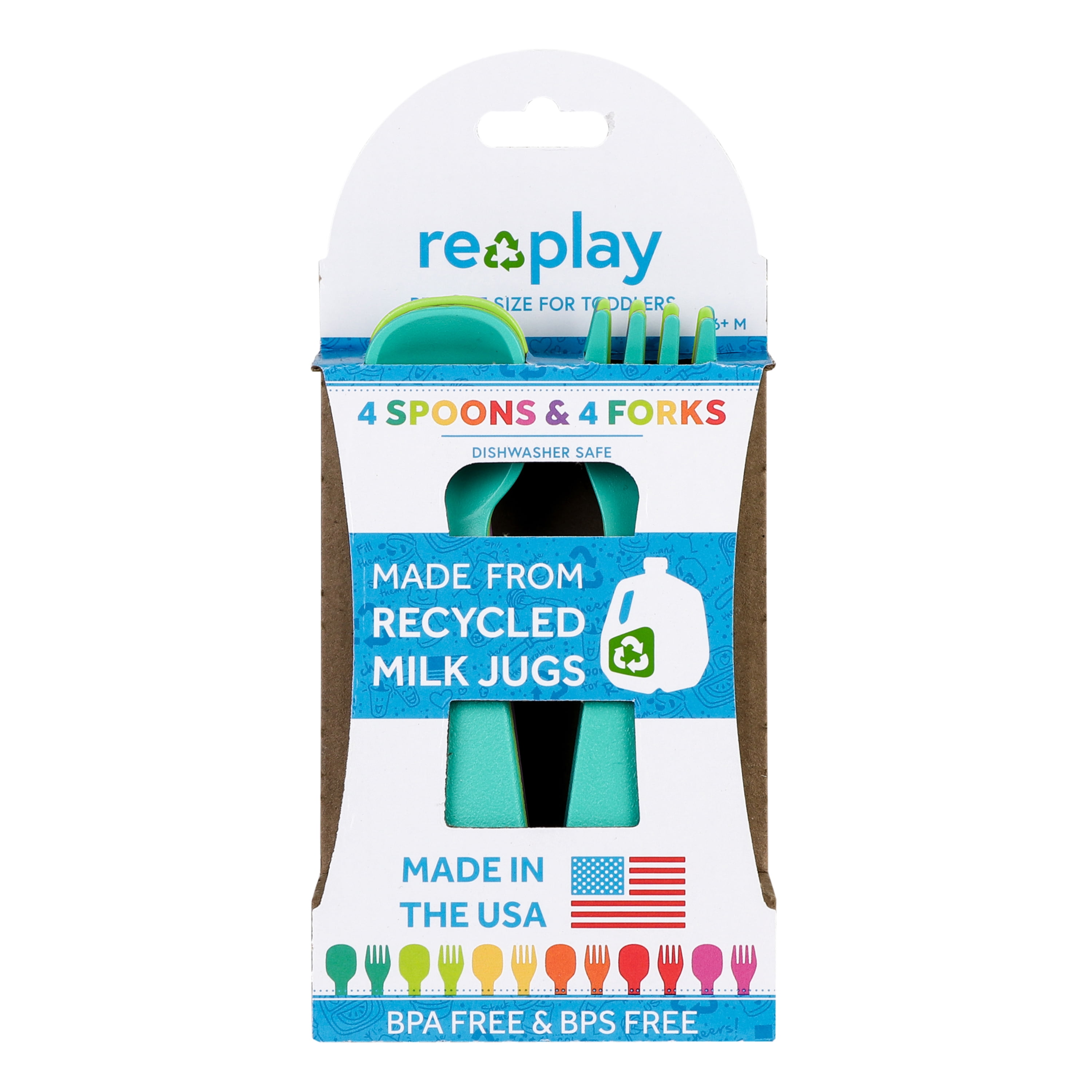 Re-Play Toddler Utensil Set  Family Tableware Made in the USA from  Recycled Plastic