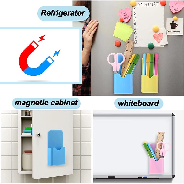 Magnetic Pen Pencil Holder Storage Organizer for Whiteboard,NOGIS Magnetic  Dry Erase Marker Holder for Fridge,Refrigerator and Other Magnetic  Surfaces, White 