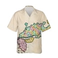 thumbnail image 5 of Camisa de moda para hombre con estampado 3D de mapa y brújula, solapa con botones, manga corta, diseño personalizado, camisetas cómodas, 5 of 5