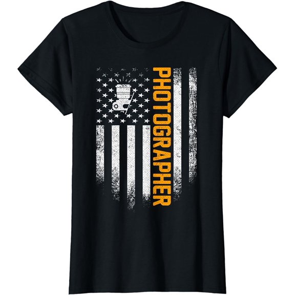 Vintage USA Photographer American Flag Photography Patriotic T-Shirt