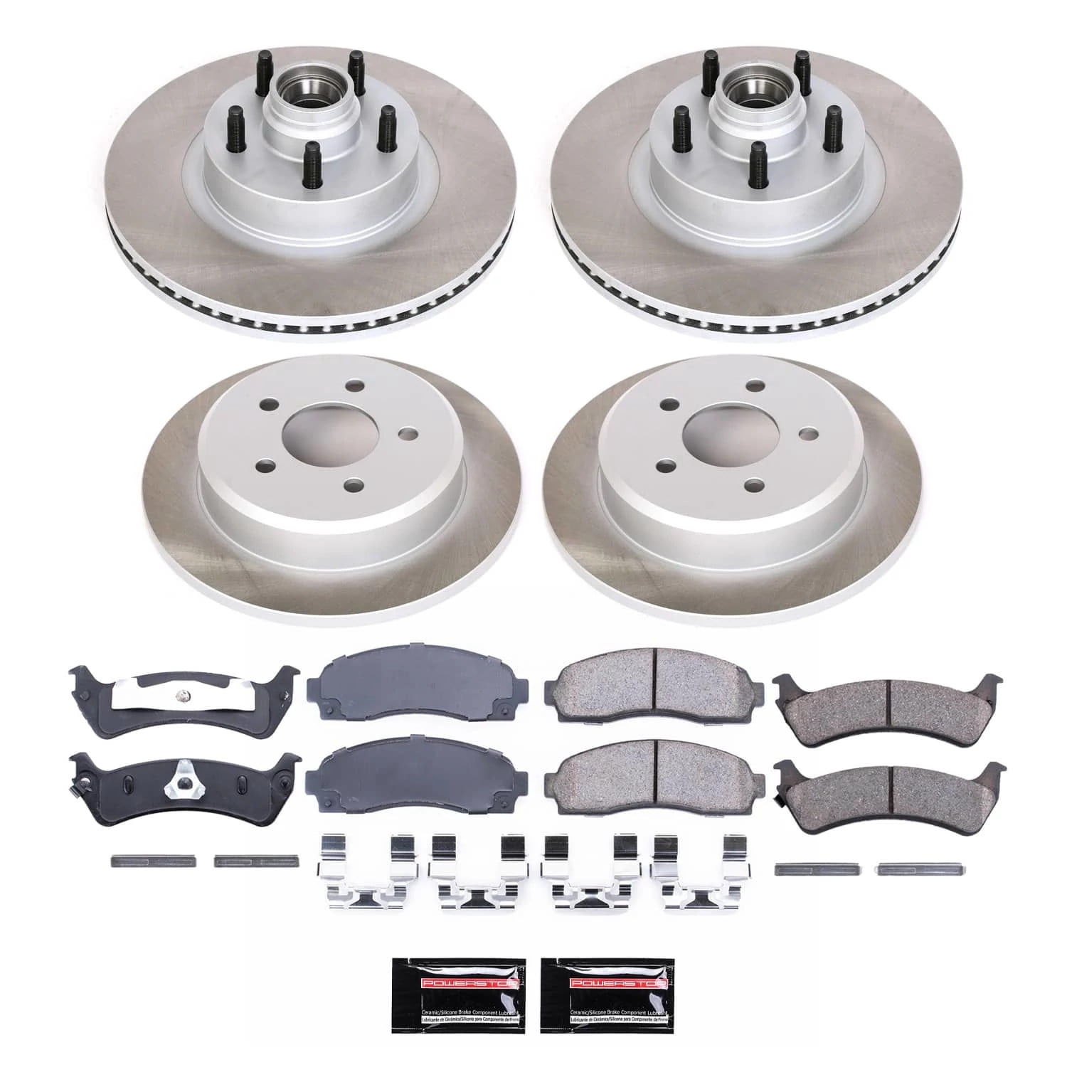 PowerStop Front and Rear Semi-Coated Rotor and Low-Dust Ceramic Brake Pad Kit SC4356