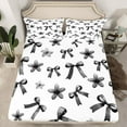thumbnail image 2 of Castle Fairy Cartoon Bow Knot 4 Pieces Queen Sheet Sets for Preppy Child,Groovy Flowers Ultra Soft Flat Sheet,Black White Queen Fitted Sheet,Super Cozy Room Decor, 2 of 7