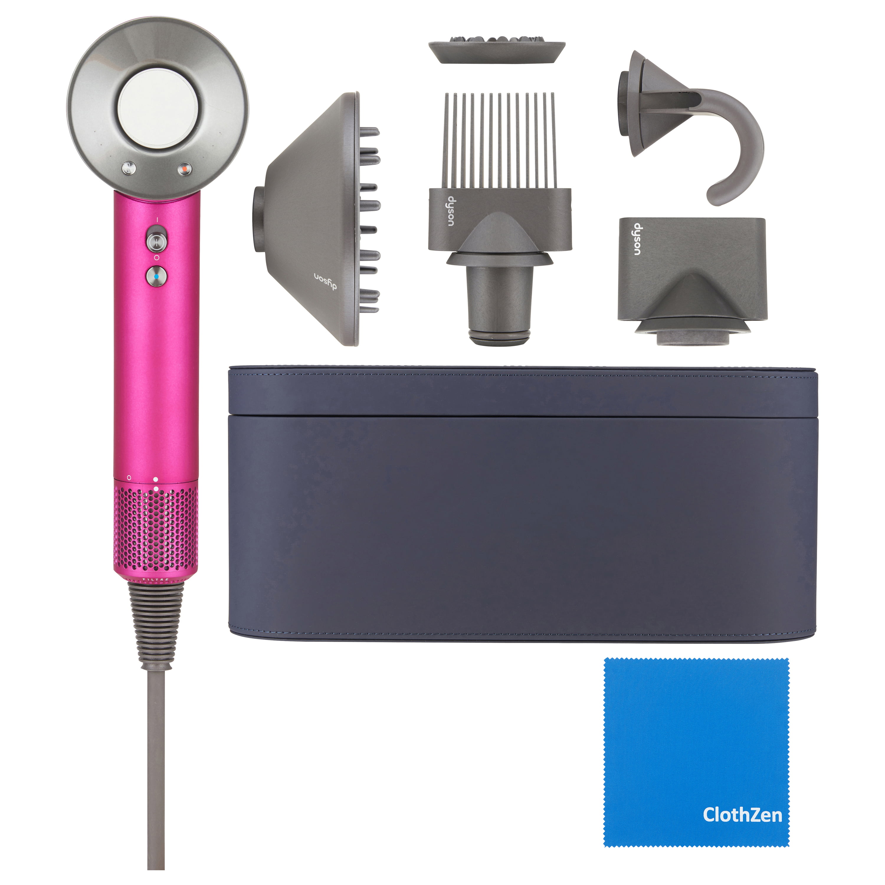 Buy Limited Edition Dyson Supersonic Hair Dryer With ClothZen Cleaning  Cloth – Includes Flyaway Attachment, Styling Concentrator, Diffuser, Gentle  Air Attachment & Wide-Tooth Comb – Fuchsia/Nickel Online at Lowest Price in  Ubuy