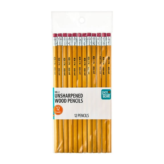 Pen+Gear Unsharpened Wood Pencils, #2 HB Lead, Yellow, 12 Count
