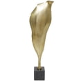 thumbnail image 6 of 8" x 30" Gold Aluminum Textured Leaf Abstract Sculpture with Black Marble Base, by DecMode, 6 of 12