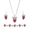 thumbnail image 2 of Conjuntos de joyería Zulema Plata tibetana Búho turquesa Collar y Pendientes Búho Rojo, 2 of 8