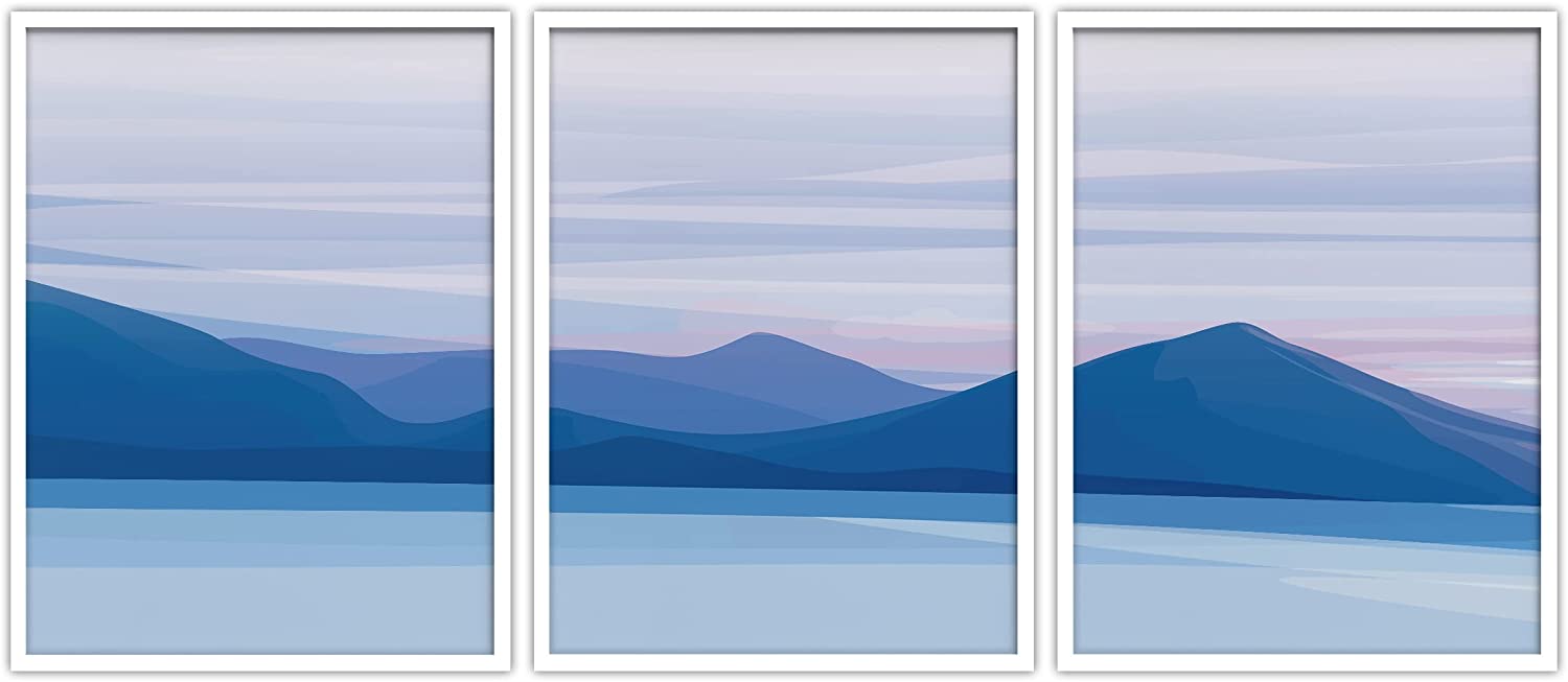 PixonSign Framed Wall Art Collage Print Gallery Set Neon Mountain and ...