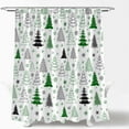 thumbnail image 4 of Christmas Tree Shower Curtain Green Black Grey Xmas Tree Retro Christmas Tree Snowflake Merry Christmas Pine Pattern New Year Rustic Winter Holiday Fabric Bath Curtain Set with Hook, 4 of 4