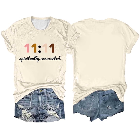 Women's Casual Crew Neck Short Sleeve Printed T-Shirt Soft Lightweight Knit Top for Everyday Wear