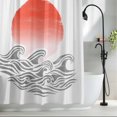 thumbnail image 2 of Orange Ombre Sun Rise Standard Shower Curtain Set, Waterproof Shower Curtains for Bathroom, Ocean Waves Coastal Abstract Art Washable Fabric Bath Curtain for Bathtub with Hooks 72x72 Inches, 2 of 9