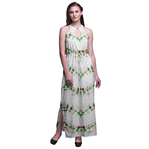 Bimba Tie-Dye Ladies Sleeveless Long Print Maxi Dress with Side Slits Summer Wear-XXX-Large