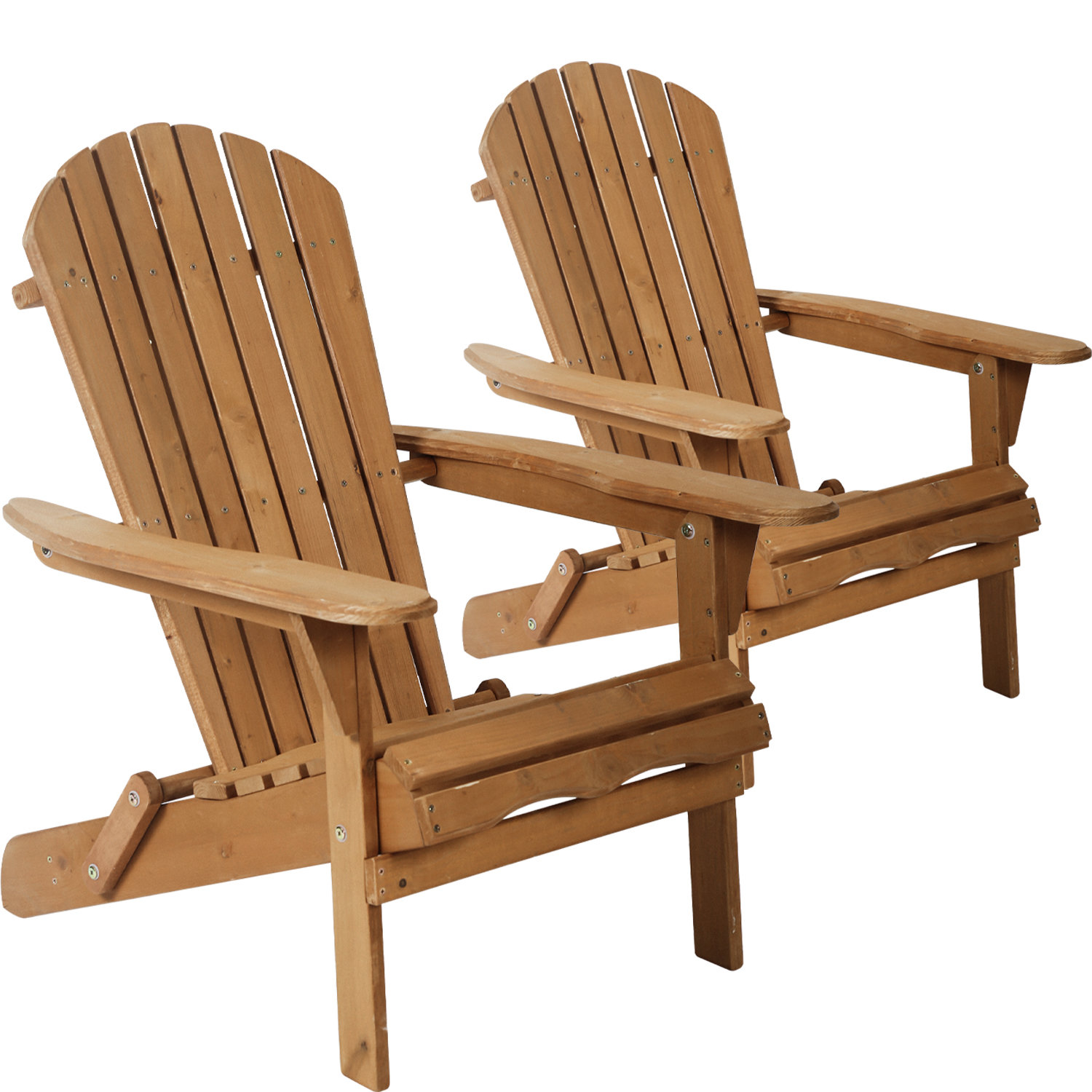 YRLLENSDAN Folding Adirondack Chair Set of 2, Outdoor Chairs Wood Outdoor Recliner Chair for Adult Wooden Fire Pit Chairs Patio Outdoor Lounge Furniture for Garden - Natural - image 1 of 7