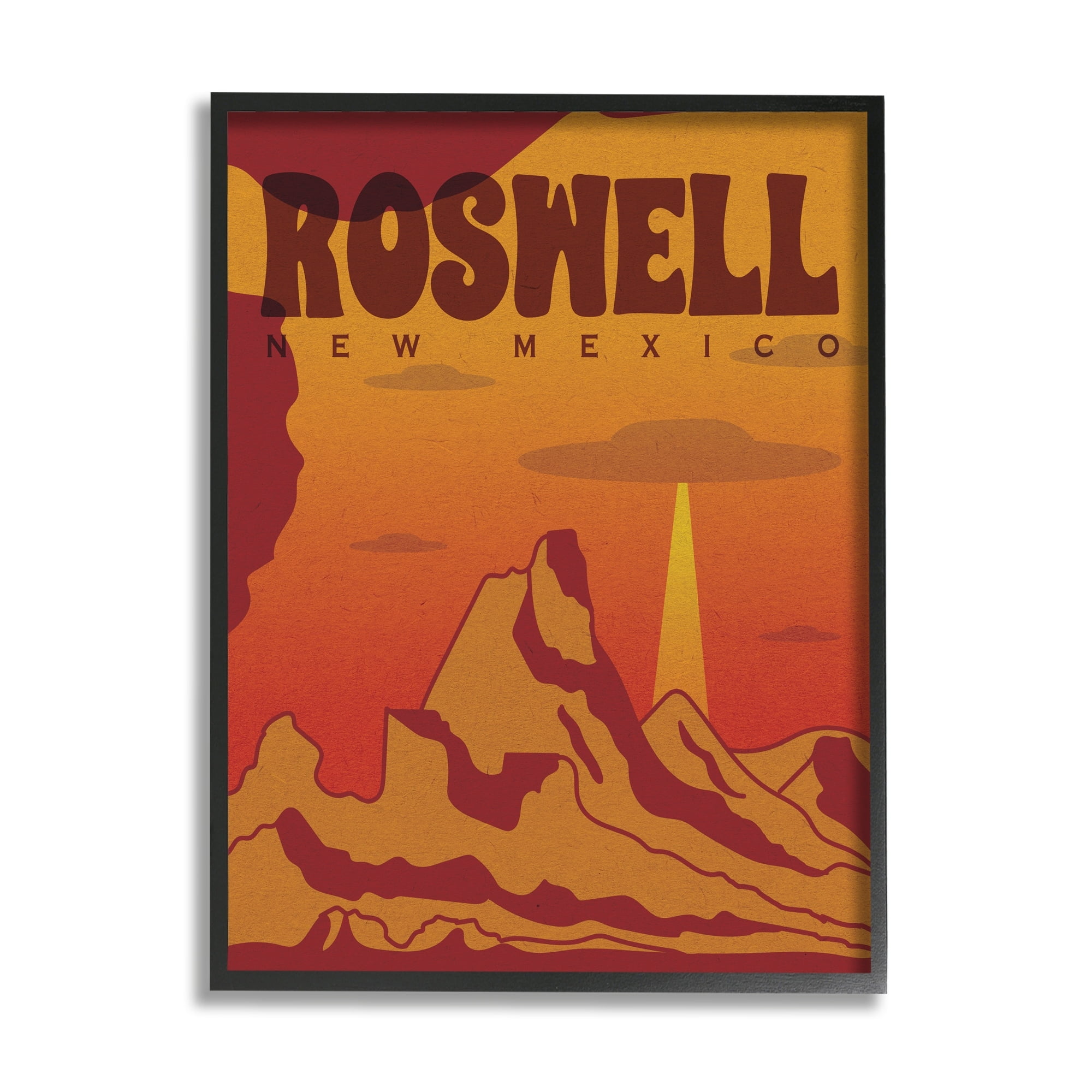 Stupell Industries Roswell New Mexico Desert UFO Travel & Places Painting Gray Framed Art Print Wall Art