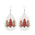 thumbnail image 2 of Pendientes de traje de cuero con copos de nieve navideños Pendientes de cuero con gotas de agua a cuadros rojos Joyas navideñas Opción de regalo versátil, 2 of 6