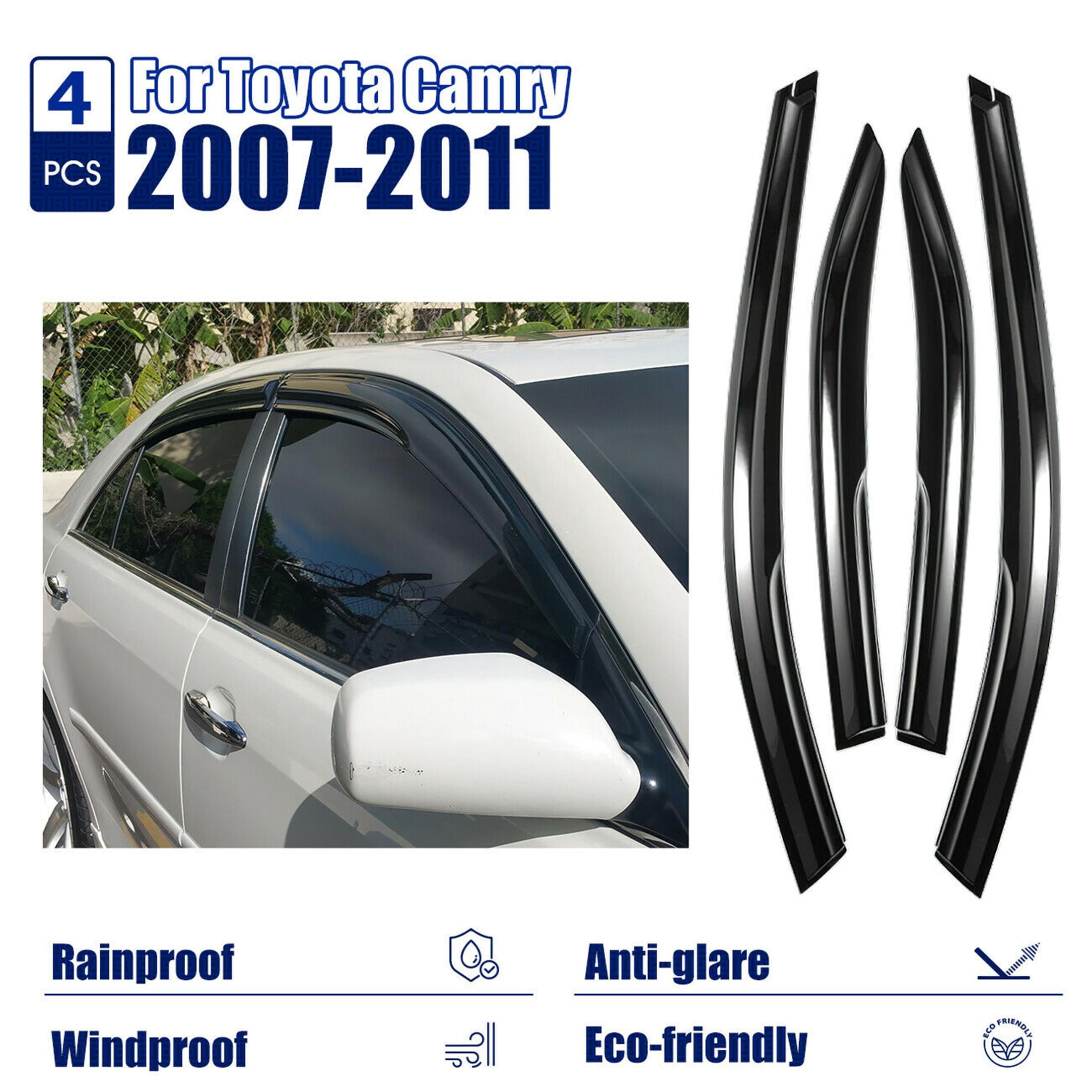 Toyota Camry Window Visor JDM 3D Wavy Window Visors For 2012-2017 Toyota Camry - Mugen Style, Smoke Tint Smoke Acrylic Vent Visors - Foto 11