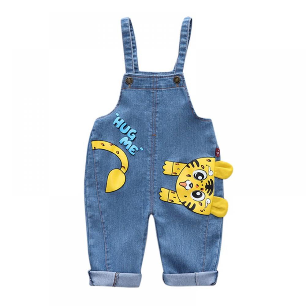 21 style Kids Baby Boys Girls Overalls Denim Pants Cartoon Jeans Casual Jumpers