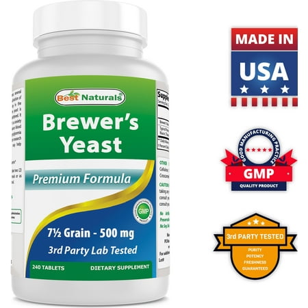 Best Naturals Brewers Yeast 7-1/2 Grains with vitamin B1, Vitamin B2 and Niacin,500 mg,240 Tablets
