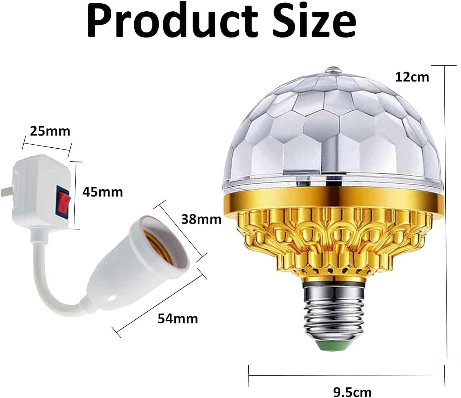 2Pack Colorful Rotating Magic Ball Light Plug in Disco Ball Light Bulb with Sockets, Strobe Stage Lighting Lamp for Home Room Dance Birthday Karaoke Halloween Christmas Show Club Decoration