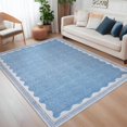 thumbnail image 1 of Scalloped Edge Indoor Area Rug Machine Washable Carpet Boho Area Rug Low Pile Decor Pet Friendly Carpet for Living Room, Home Office, Nursery, 1 of 8
